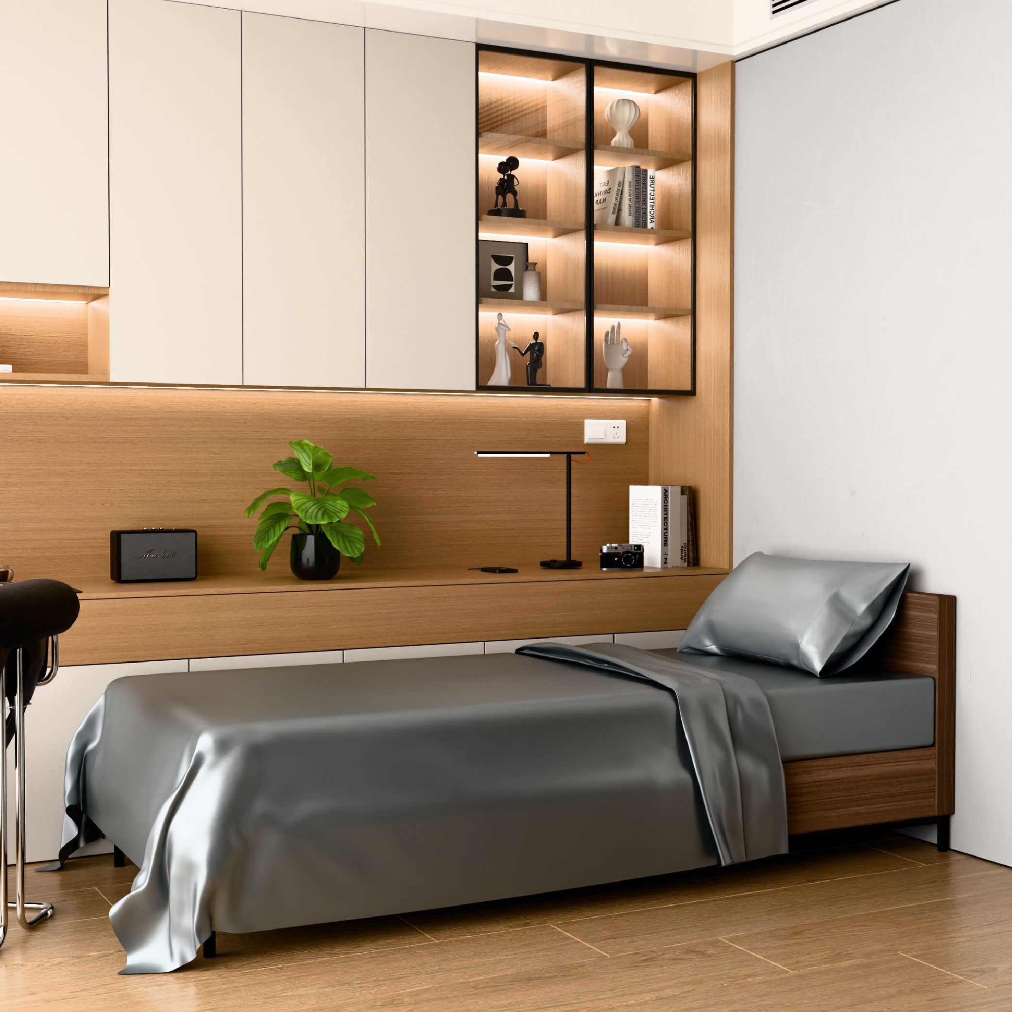 Satin Bed Sheets, Twin Size Sheets Set, 3 Pcs Silky Bedding Set With 15 Inches Deep Pocket For Mattress (Twin, Grey)_voghion.com